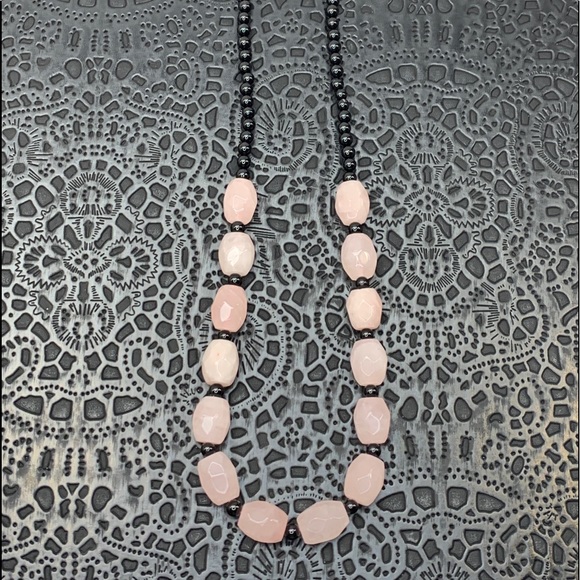 Rose Quartz and Black Onyx Necklace - Picture 4 of 4